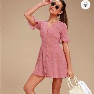 Castana Rust Red Print Button-Up Dress